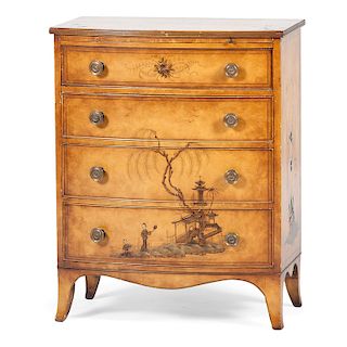 Bow Front Chinoiserie Chest of Drawers
