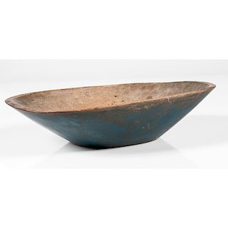 Turned Wooden Bowl in Blue Paint
