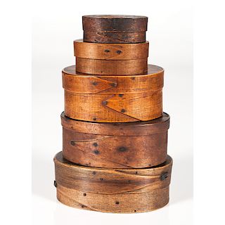 Five Bentwood Pantry Boxes