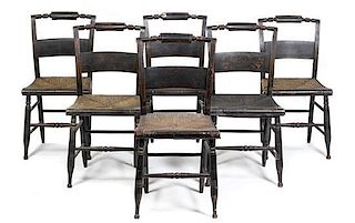 A Collection of Six Hitchcock Style Side Chairs, Height 34 7/8 x width 17 x depth 16 7/8 inches.