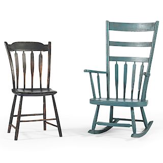 Painted Rocker and Side Chair