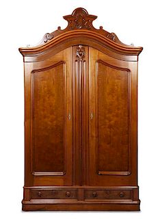 An American Walnut Knock Down Armoire, Height 100 3/4 x width 64 x depth 20 inches (without optional carved top crest).