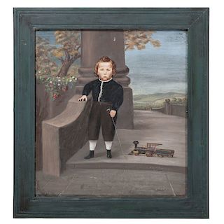 Folk Art Painted Portrait of a Boy, Signed F.R. McCarthy