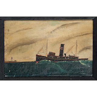 Folk Art Painting of a Tugboat