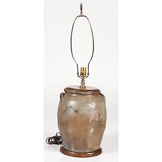 Ohio Stoneware Crock, Converted to a Lamp 