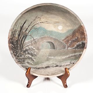 Folk Art Painted Wooden Bowl 