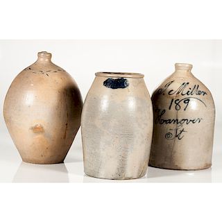 Three Salt-glazed Stoneware Vessels