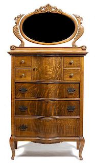 An American Tall Chest, Height 71 3/4 x width 35 1/2 x depth 21 inches.