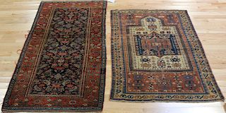2 Antique and Finely Hand Woven Throw Rugs