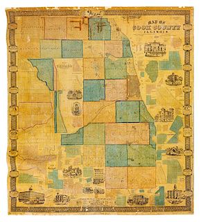 FLOWER, W. L. Map Of Cook County Illinois. [Chicago: S. H. Burnhams and J. Van Vechten, 1862].
