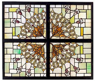 A Louis Sullivan Auditorium Hotel Dining Room Skylight Window Overall: 54 x 46 inches.
