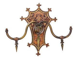 A Columbus Memorial Building Brass and Bronze Wall Sconce Height 13 3/4 inches.
