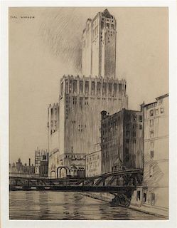 [ARCHITECTURE]. A group of 11 drypoint etchings by James Swann, Leon Pescheret, Chester S. Danforth and others.