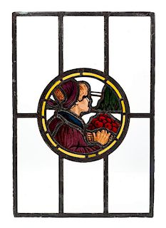 A Linden Glass Company Leaded and Stained Glass Window Height 23 x width 16 inches.