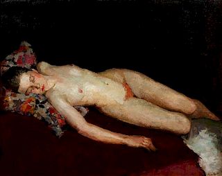 Tunis Ponsen, (American, 1891-1968), Female Nude in Repose, c. 1920