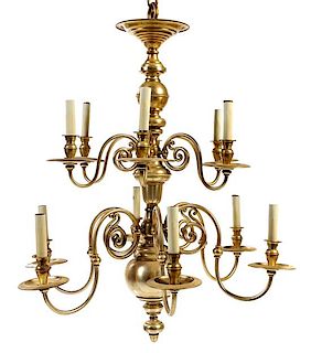 A Chicago Athletic Association Silver-Plate Twelve-Light Chandelier Height 39 x diameter 36 inches.