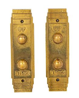 A Pair of Century of Progress Sky Ride Elevator Button Plaques, Otis Elevator Co. Height 8 1/8 inches.