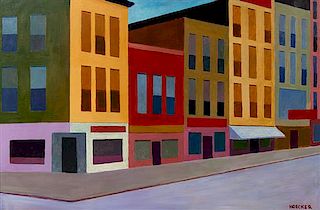 Harold Noecker, (American, 1912-2002), Street Scene, c. 1957