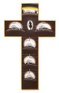 Roger Brown, (American, 1940-1997), Ranchers Crucifix Gold St. Albuquerque, 1975