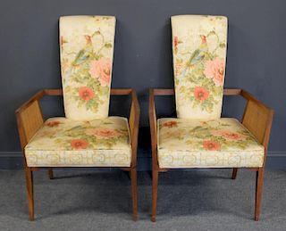 MIDCENTURY. Pair of High Back and Cane Arm