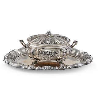 SOUTH AMERICAN SILVER SOUP TUREEN & STAND