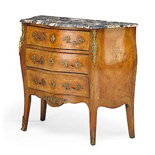 LOUIS XV STYLE MARQUETRY INLAID COMMODE