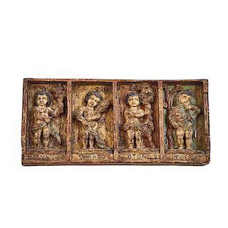 GRAND TOUR ALLEGORICAL CARVED WOOD WALL PLAQUE