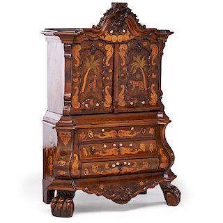 DUTCH MARQUETRY INLAID TABLE CABINET