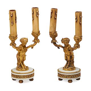 PAIR OF LOUIS XVI STYLE GILT BRONZE DESK LAMPS