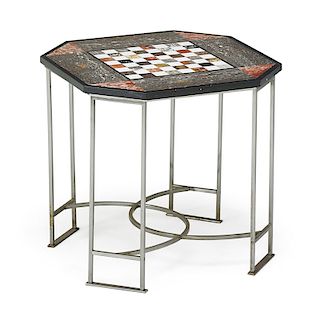 SPECIMEN MARBLE TOP CHESS TABLE