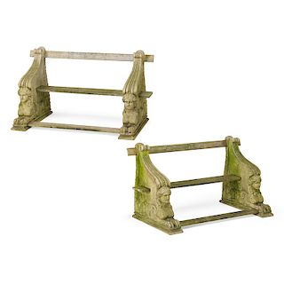 PAIR OF NEOCLASSICAL STYLE CAST CEMENT BENCHES
