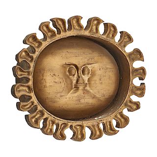 CARVED GILTWOOD SUN AND MOON PLAQUE