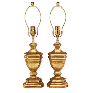 PAIR OF GILT COMPOSITION LAMPS