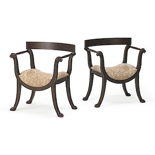 THEODORE ALEXANDER PAIR OF ARMCHAIRS