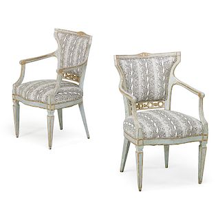 PAIR OF ITALIAN NEOCLASSICAL PAINTED ARMCHAIRS