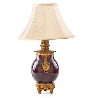 GILT BRONZE MOUNTED PORCELAIN TABLE LAMP
