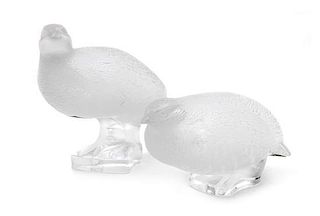 Two Lalique Glass Animalier Figures, Height of tallest 5 inches.