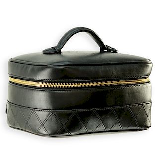Chanel Black Quilted Leather Cosmetic Bag