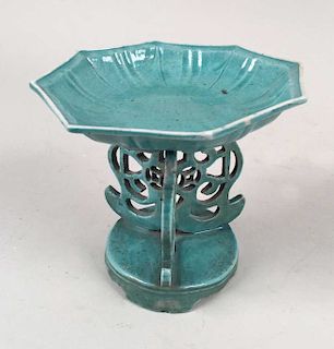Chinese Porcelain Turquoise Glazed Bowl/Stand