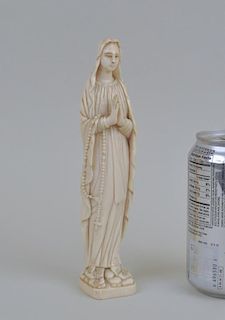 Continental School Carving, Female Saint w/Rosary
