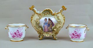 Three Porcelain Cachepots, Including Pair