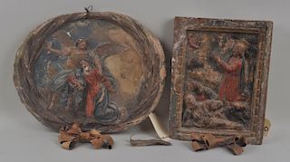 Two Terra Cotta Polychrome Biblical Plaques