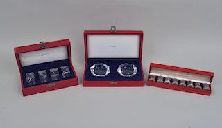 Three Boxed Cartier Sterling & Glass Items