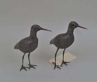 Pair Dutch Silver Plate Bird Form Cruets