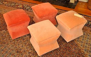 Two Pair Matching Geometric Upholstered Stools