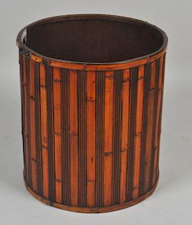 Modern Spoked Wooden Cylindrical Storage Bin