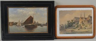 Two Continental Town & Harbor Scenes