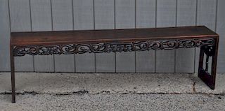 Asian Carved Hardwood Long Bench
