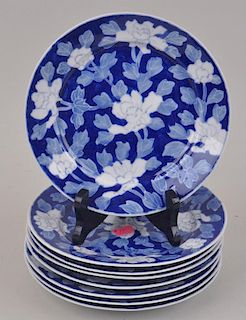 Set Eight Asian Porcelain Floral Plates