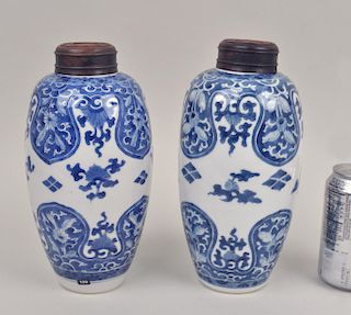 Pair Chinese Porcelain Lidded Jars